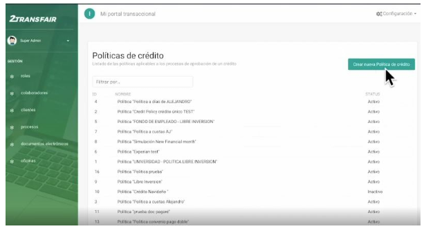 Políticas de crédito en el módulo de parametrización de la fábrica de software como aspecto principal en la administración ágil de servicios