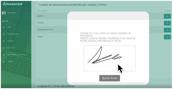 Firma digital en el módulo de originación de solicitudes de crédito como parte integral de la autogestión en el sistema