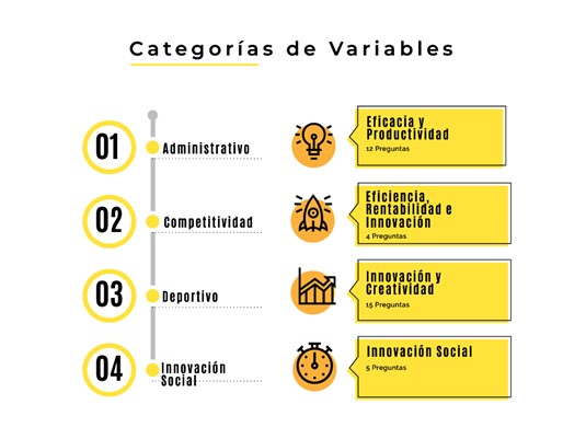 Categorías de variables y cantidad de preguntas por categoría