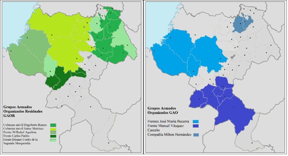 Presencia de grupos armados en el departamento del Cauca 2022